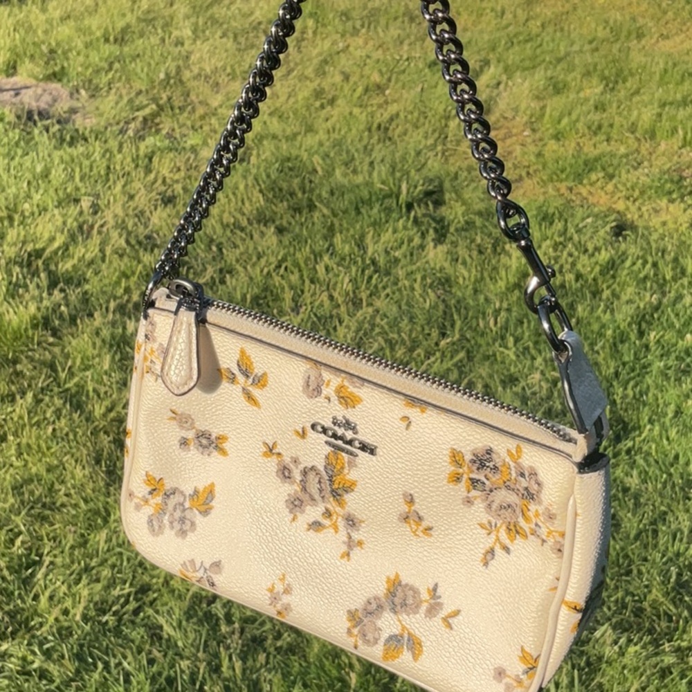 Coach Yellow and Cream Floral Clutch